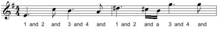 Example illustrating counting "in 8" which is really "subdivided 4." 